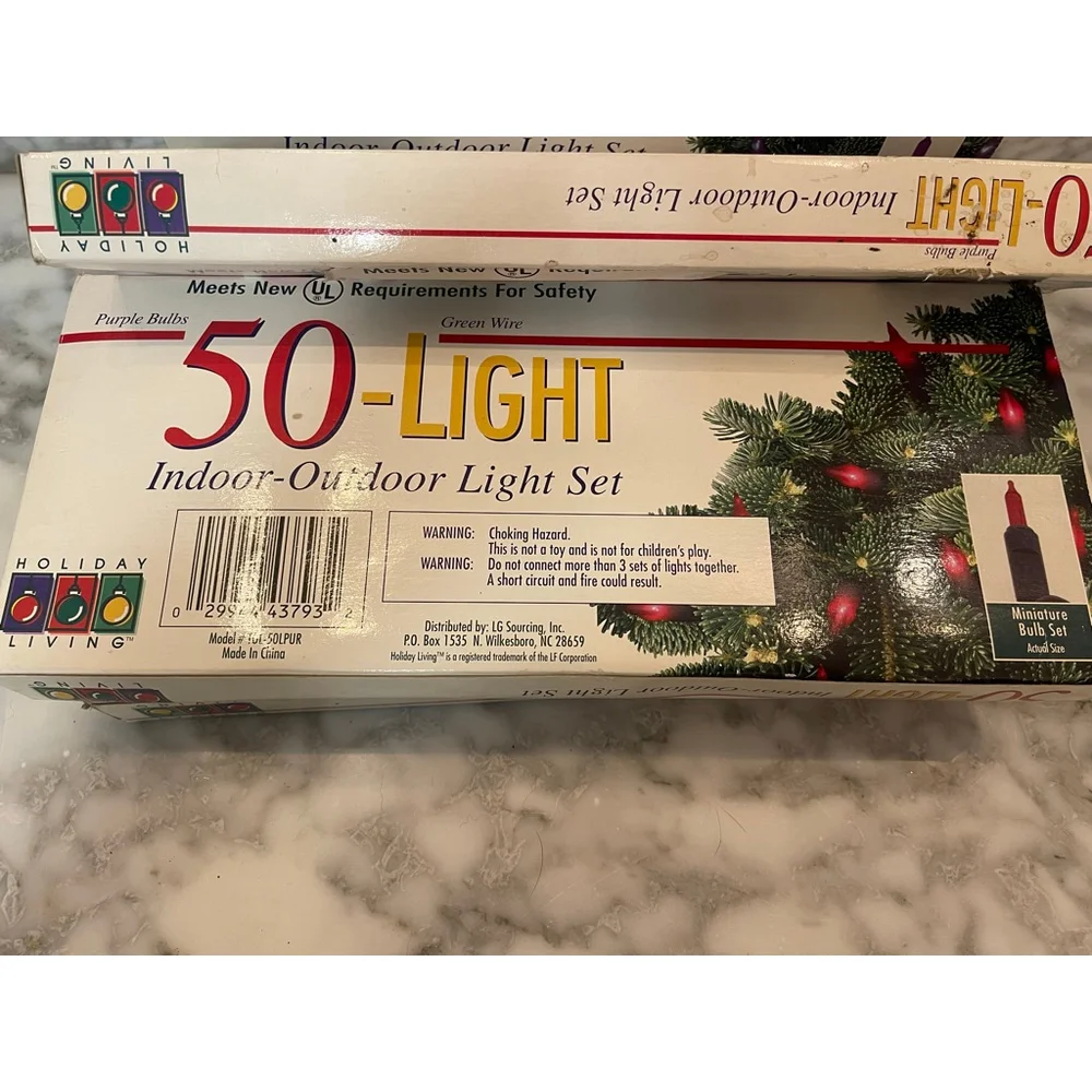 Lot of 4 NOS Holiday Living Purple Mini Lights 50-Count Sets Indoor Outdoor Rare